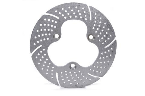 Brake Rotor - Front - 11.00 in OD - 0.375 in Thick - Drilled / Slotted - Aluminum - Natural - 3 Pin Sprint Car - Each