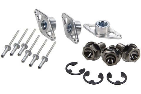 Mud Cover Installation Kit - 5/16-28 in Thread - 0.75 in Long - Hex Head - Screw-In Inserts / Rivets Included - 1-3/8 in Spring - Titanium - Kit