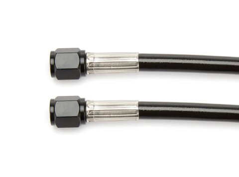AN Hose Assembly - 48 in Long - 3 AN Hose - 3 AN Straight Female to 3 AN Straight Female - Kevlar - Aluminum - Black Anodized - Each