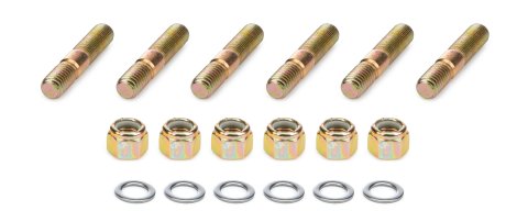 Torque Tube Stud - 3/8-16 in Base Thread - 3/8-24 in Top Thread - 1.875 in Long - Hex Lock Nuts / Washers - Steel - Cadmium - Set of 6