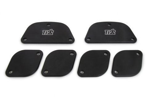 Exhaust Port Blockoff - Individual Plates - Aluminum - Black Anodized - Spread Port Heads - Small Block Chevy - Kit