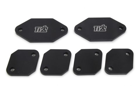 Exhaust Port Blockoff - Individual Plates - Aluminum - Black Anodized - Small Block Chevy - Kit