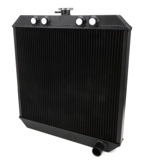 Radiator - 20 in W x 21.25 in H x 2 in D - Dual Pass - Passenger Side Inlet - Passenger Side Outlet - Aluminum - Black Paint - Sprint Car - Each