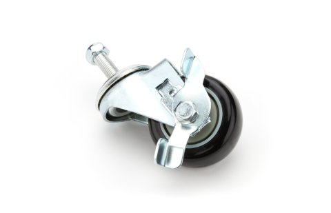 Frame Stand Caster - 1/2 in Studs - Locking - 3 in Wheels - Plastic / Steel - Black / Zinc Plated - Each