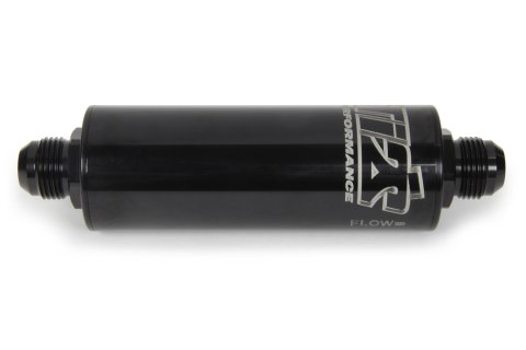 Fuel Filter - In-Line - 100 Micron - Stainless Element - 12 AN Male Inlet - 12 AN Male Outlet - Aluminum - Black Anodized - Each