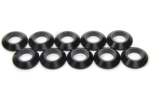 Tapered Spacer - 1/2 in ID - 1 in OD - 1/4 in Thick - Aluminum - Black Anodized - Universal - Set of 10