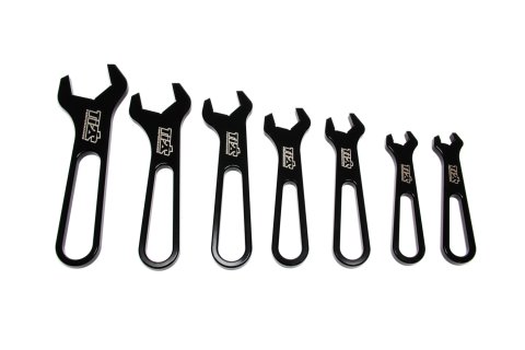 AN Wrench Set - Single End - 7-Piece - 3 AN to 16 AN - Aluminum - Black Anodized - Kit