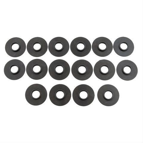 Valve Spring Locator - Inside - 0.053 in Thick - 1.550 in OD - 0.560 in ID - Chromoly - Black Oxide - Set of 16