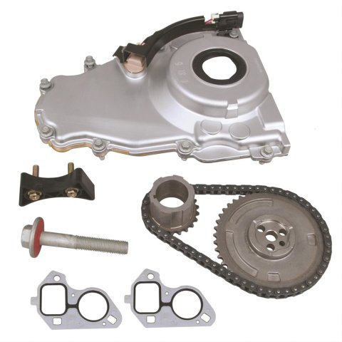 Timing Chain Set - Single Roller - Hardware Included - Timing Cover - Steel - GM LS-Series - Kit