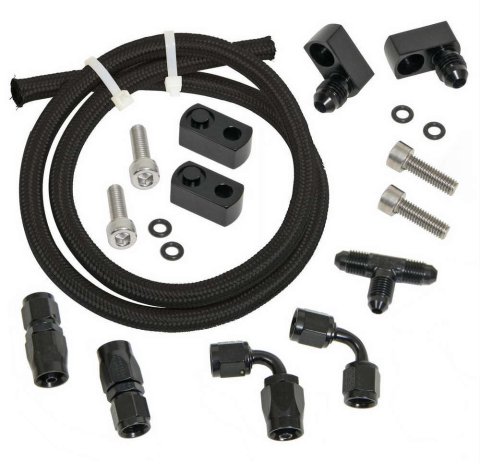 Steam Vent Kit - Fitting / Hardware / Hose - 4 Corner - Black - GM LS-Series - Kit