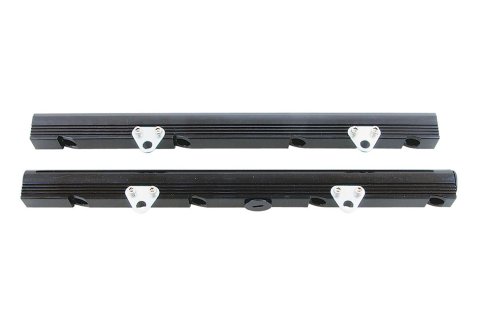 Fuel Rail - 8 AN Female O-Ring Inlets - 8 AN Female O-Ring Outlets - Aluminum - Black Anodized - Small Block Ford - Ford Mustang 1986-1995 - Kit