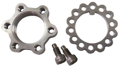 Spindle Nut - Keyed Washer / Screws Included - Aluminum / Steel - Natural - Tall Boss Front Spindle - Kit