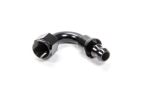 Fitting - Hose End - 120 Degree - 6 AN Hose Barb to 6 AN Female - Aluminum - Black Anodized - Each