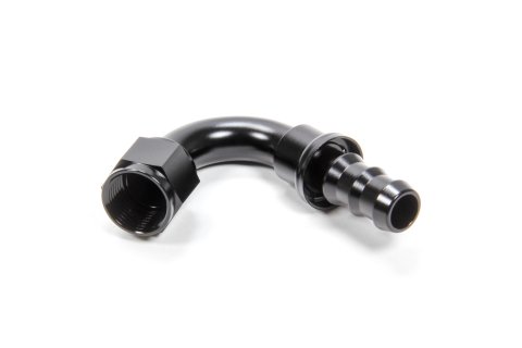 Fitting - Hose End - 120 Degree - 10 AN Hose Barb to 10 AN Female - Aluminum - Black Anodized - Each