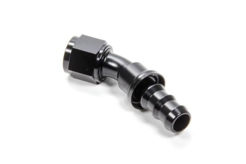Fitting - Hose End - 30 Degree - 10 AN Hose Barb to 10 AN Female - Aluminum - Black Anodized - Each