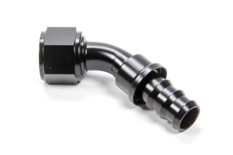 Fitting - Hose End - 45 Degree - 12 AN Hose Barb to 12 AN Female - Aluminum - Black Anodized - Each