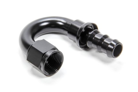 Fitting - Hose End - 180 Degree - 10 AN Hose Barb to 10 AN Female - Aluminum - Black Anodized - Each