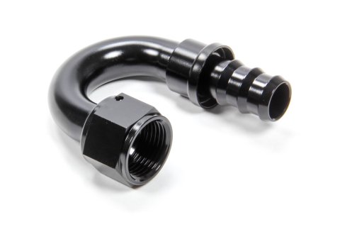 Fitting - Hose End - 180 Degree - 12 AN Hose Barb to 12 AN Female - Aluminum - Black Anodized - Each