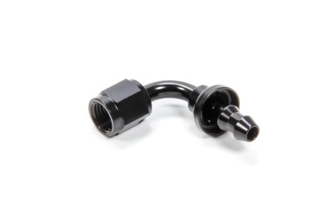 Fitting - Hose End - 90 Degree - 4 AN Hose Barb to 4 AN Female - Aluminum - Black Anodized - Each