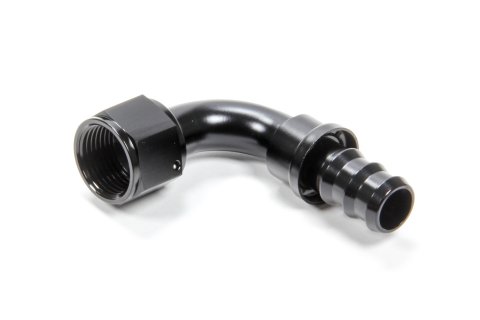Fitting - Hose End - 90 Degree - 12 AN Hose Barb to 12 AN Female - Aluminum - Black Anodized - Each