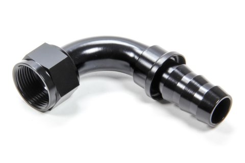 Fitting - Hose End - 90 Degree - 16 AN Hose Barb to 16 AN Female - Aluminum - Black Anodized - Each