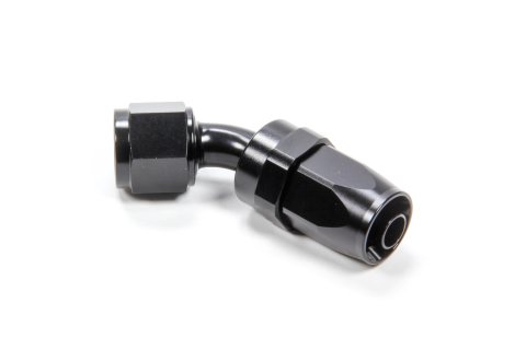 Fitting - Hose End - 45 Degree - 6 AN Hose to 6 AN Female - Swivel - Aluminum - Black Anodized - Each