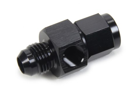 Fitting - Gauge Adapter - Straight - 6 AN Female to 6 AN Male - 1/8 in NPT Gauge Port - Aluminum - Black Anodized - Each