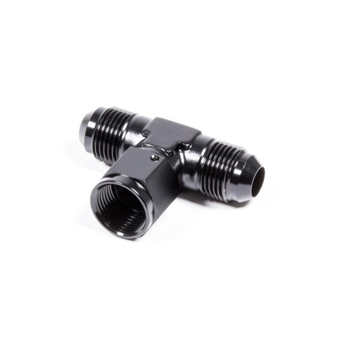 Fitting - Adapter Tee - 6 AN Male x 6 AN Male x 6 AN Female Swivel - Aluminum - Black Anodized - Each