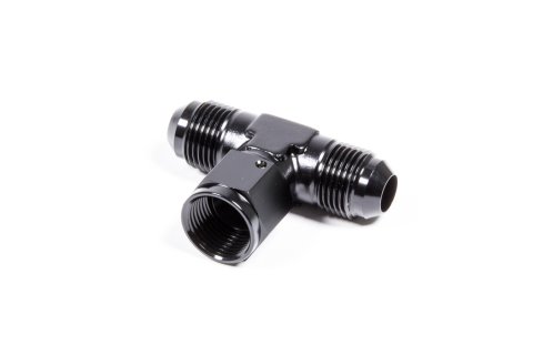 Fitting - Adapter Tee - 8 AN Female Swivel x 8 AN Male x 8 AN Male - Aluminum - Black Anodized - Each