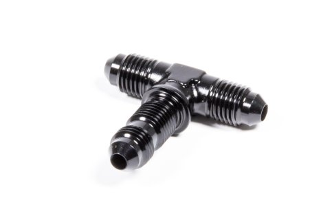 Fitting - Bulkhead Tee - 4 AN Male x 4 AN Male x 4 AN Male Bulkhead - Aluminum - Black Anodized - Each