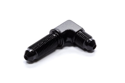 Fitting - Bulkhead - 90 Degree - 3 AN Male to 3 AN Male Bulkhead - Aluminum - Black Anodized - Each