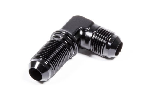 Fitting - Bulkhead - 90 Degree - 8 AN Male to 8 AN Male Bulkhead - Aluminum - Black Anodized - Each