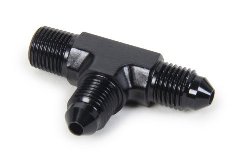 Fitting - Adapter Tee - 3 AN Male x 3 AN Male x 1/8 in NPT Male - Aluminum - Black Anodized - Each
