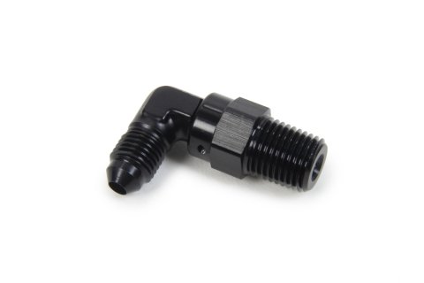 Fitting - Adapter - 90 Degree - 4 AN Male to 1/4 in NPT Male Swivel - Aluminum - Black Anodized - Each