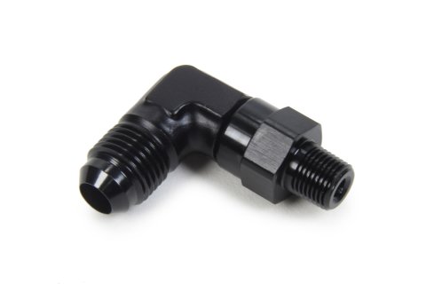 Fitting - Adapter - 90 Degree - 6 AN Male to 1/8 in NPT Male Swivel - Aluminum - Black Anodized - Each
