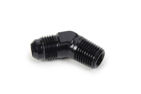 Fitting - Adapter - 45 Degree - 6 AN Male to 1/4 in NPT Male - Aluminum - Black Anodized - Each