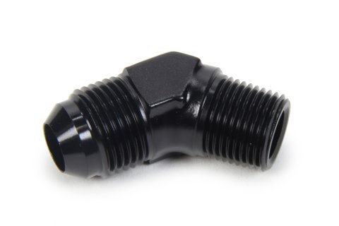 Fitting - Adapter - 45 Degree - 8 AN Male to 3/8 in NPT Male - Aluminum - Black Anodized - Each