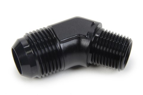 Fitting - Adapter - 45 Degree - 12 AN Male to 1/2 in NPT Male - Aluminum - Black Anodized - Each