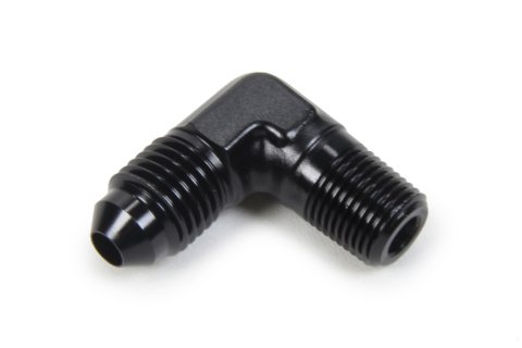Fitting - Adapter - 90 Degree - 4 AN Male to 1/8 in NPT Male - Aluminum - Black Anodized - Each