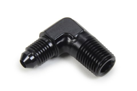 Fitting - Adapter - 90 Degree - 4 AN Male to 1/4 in NPT Male - Aluminum - Black Anodized - Each