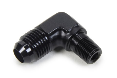 Fitting - Adapter - 90 Degree - 6 AN Male to 1/8 in NPT Male - Aluminum - Black Anodized - Each