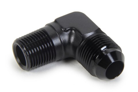 Fitting - Adapter - 90 Degree - 8 AN Male to 1/4 in NPT Male - Aluminum - Black Anodized - Each
