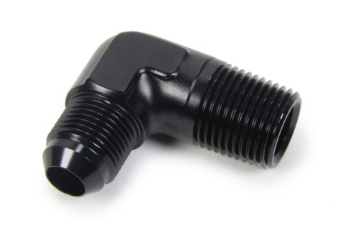 Fitting - Adapter - 90 Degree - 8 AN Male to 1/2 in NPT Male - Aluminum - Black Anodized - Each