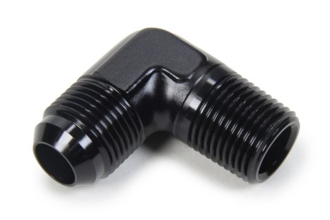 Fitting - Adapter - 90 Degree - 10 AN Male to 1/2 in NPT Male - Aluminum - Black Anodized - Each