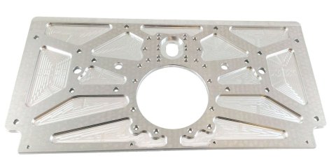 Motor Plate - Rear - 24.625 x 120.438 x 0.375 in - Aluminum - Clear Anodized - Triple X Sprint Car - Each