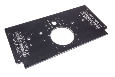 Motor Plate - Rear - 24.625 x 120.438 x 0.375 in - Aluminum - Black Anodized - Triple X Sprint Car - Each