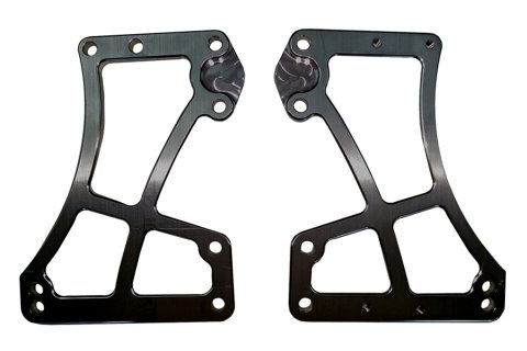 Motor Plate - Front - 0.375 in Thick - 2-Piece - Aluminum - Black Anodized - Small Block Chevy - Sprint Car - Kit