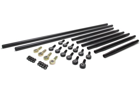 Complete Radius Rod Kit - Radius Rods / Panhard Bar / Tie Rods / Spherical Rod Ends / Hardware - Black Anodized - Triple X Sprint Cars - Kit