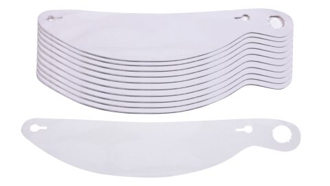 Helmet Shield Tear Off - 2 mm Thick - 11.75 in Center to Center - Plastic - Clear - Impact Vapor / Charger / Zamp Helmets - Set of 200
