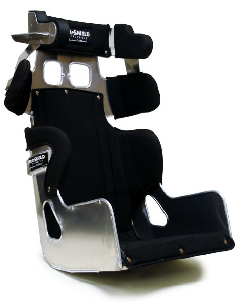 Seat - FC1 Late Model - 17 in Wide - 1 in Taller - 20 Degree Layback - Black Cover Included - Aluminum - Natural - Kit